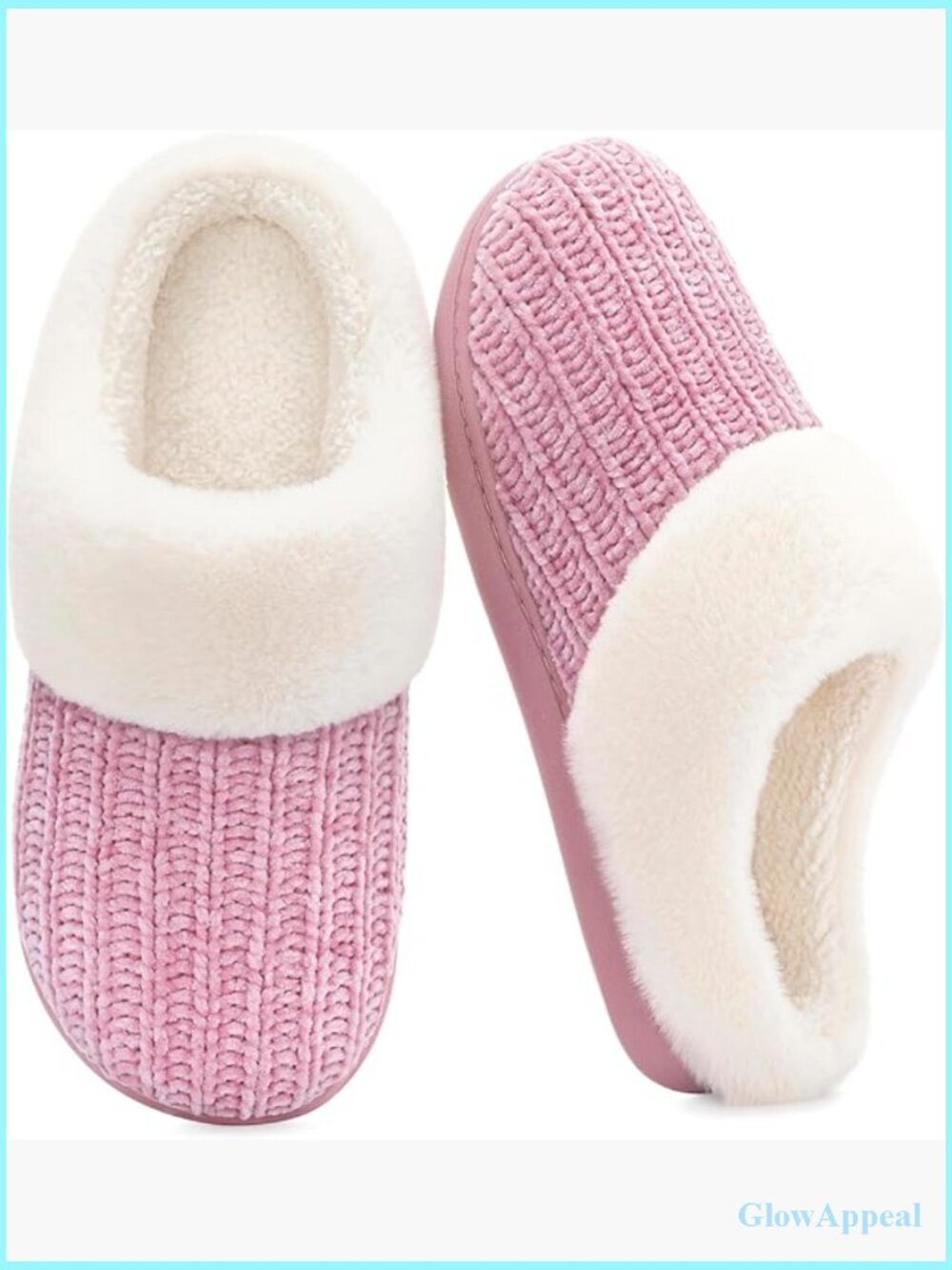 Chenille Knit House Slippers with Memory Foam Non Slip Sole